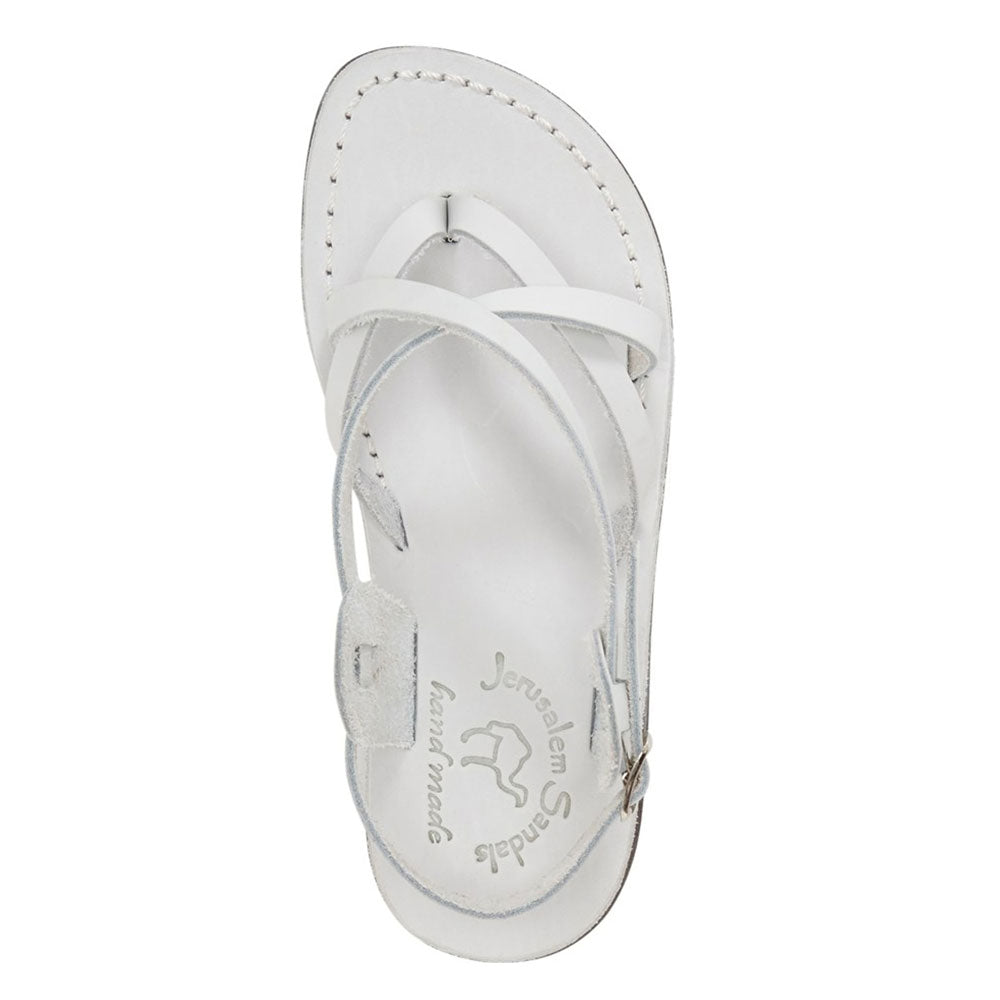 Tamar Buckle white, handmade leather sandals with back strap - up View