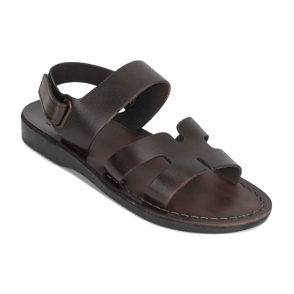 Anna - Leather Slingback Flat Sandal | Brown - front view