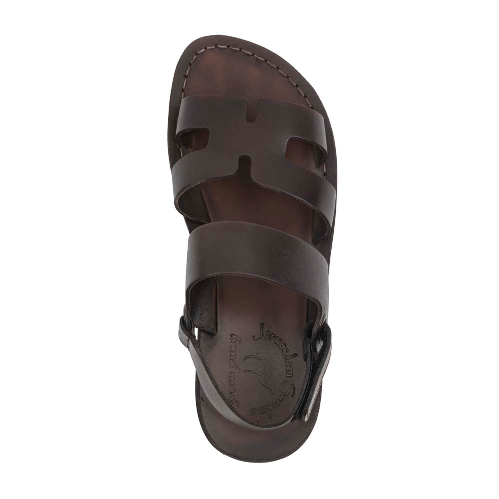 Anna - Leather Slingback Flat Sandal | Brown - up view
