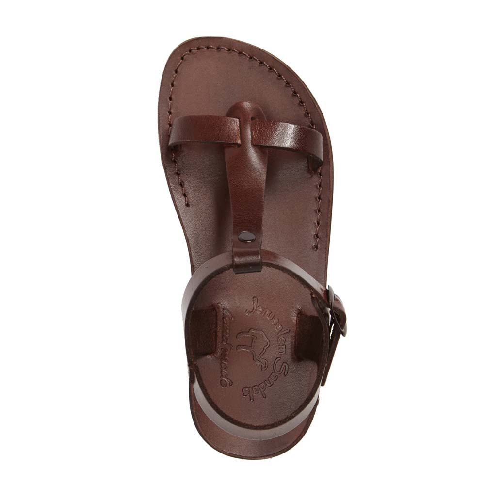 Bathsheba brown, handmade leather sandals with back strap - Side View