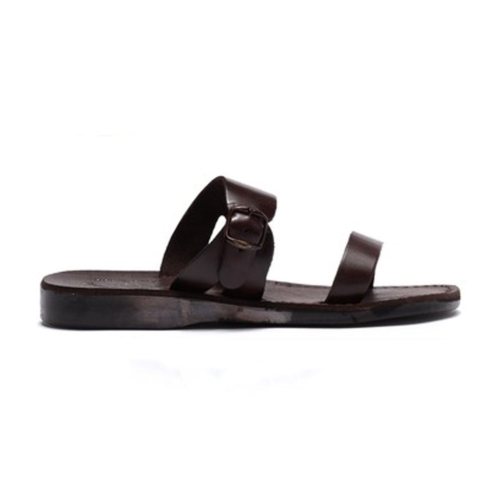 Dan brown, handmade leather slide sandals - Front View