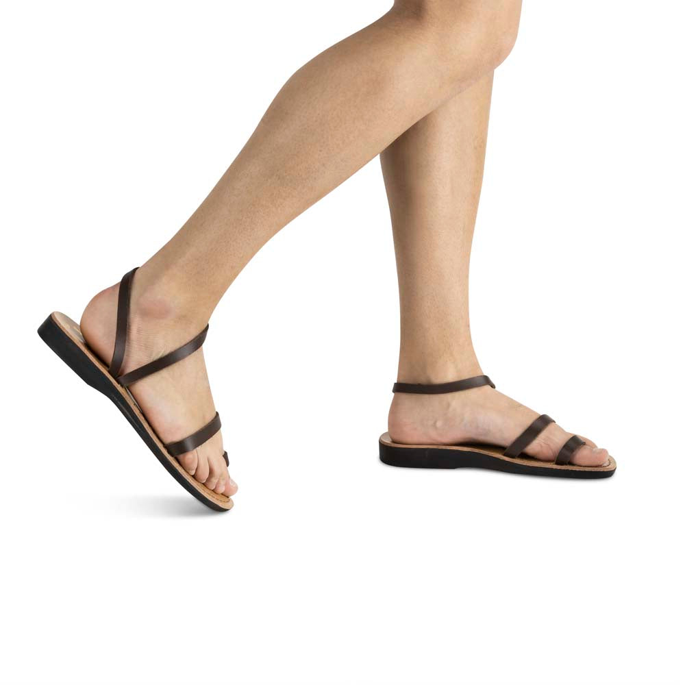 Ella - Vegan Leather Sandal | Brown model view