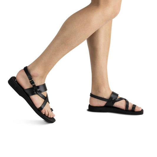 Bethany - Vegan Leather Sandal | Black model view