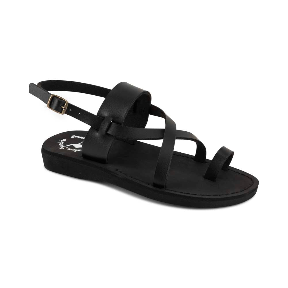 Bethany - Vegan Leather Sandal | Black front view