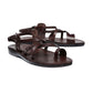 The Good Shepherd Buckle brown, handmade leather sandals with back strap and toe loop - back View