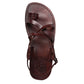 The Good Shepherd Buckle brown, handmade leather sandals with back strap and toe loop - up View