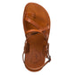 The Good Shepherd Buckle honey, handmade leather sandals with back strap and toe loop - up View