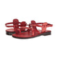 The Good Shepherd Buckle red, handmade leather sandals with back strap and toe loop- straps View