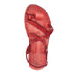 The Good Shepherd Buckle red, handmade leather sandals with back strap and toe loop- Side View