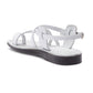 The Good Shepherd Buckle white, handmade leather sandals with back strap and toe loop- back View