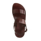 Golan brown, handmade leather sandals with back strap - side View