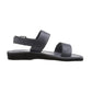 Golan gray, handmade leather sandals with back strap - side View