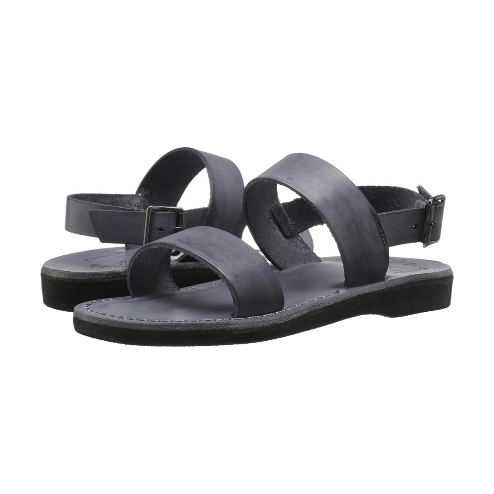 Golan gray, handmade leather sandals with back strap - strap View