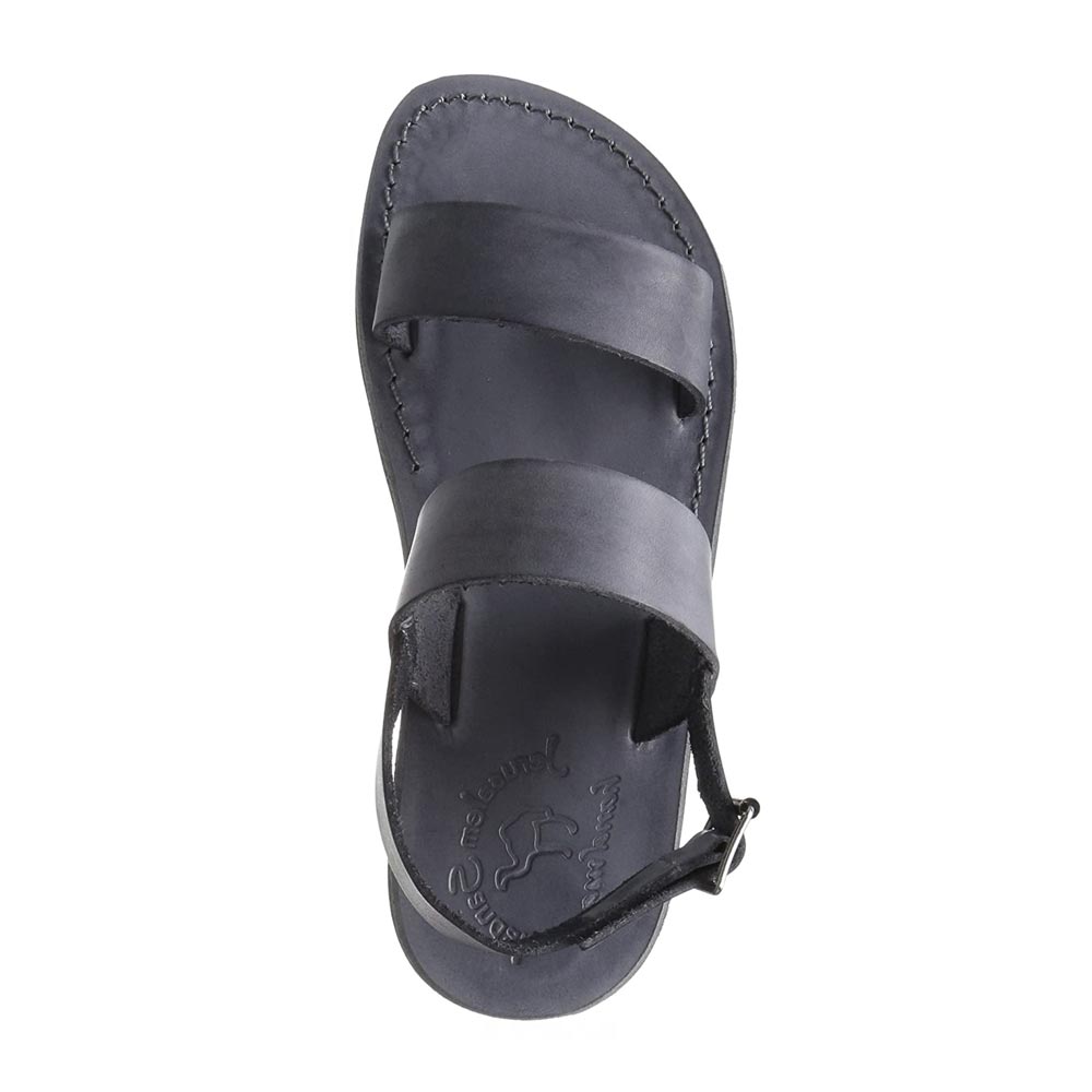 Golan gray, handmade leather sandals with back strap - up View