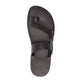 Jabin black, handmade leather slide sandals with toe loop - Top View