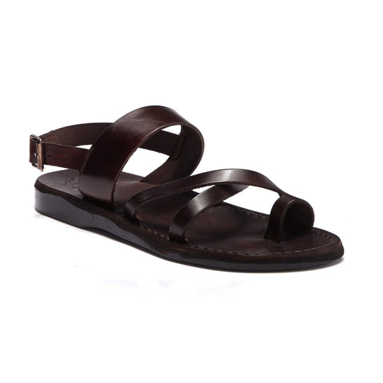 Amos - Men's Brown Leather Cross Strap Sandal – Jerusalem Sandals