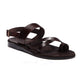 Amos brown, handmade leather sandals with back strap and toe loop - front view