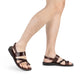 Amos brown, handmade leather sandals with back strap and toe loop - Model view