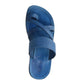 The Good Shepherd blue, handmade leather slide sandals with toe loop - up View