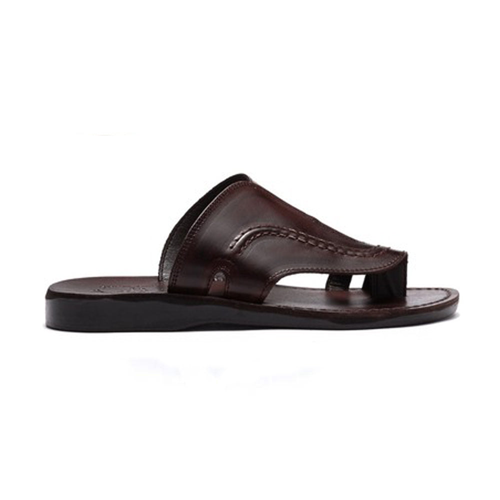 Peter Brown, handmade leather slide sandals with toe loop - Side View