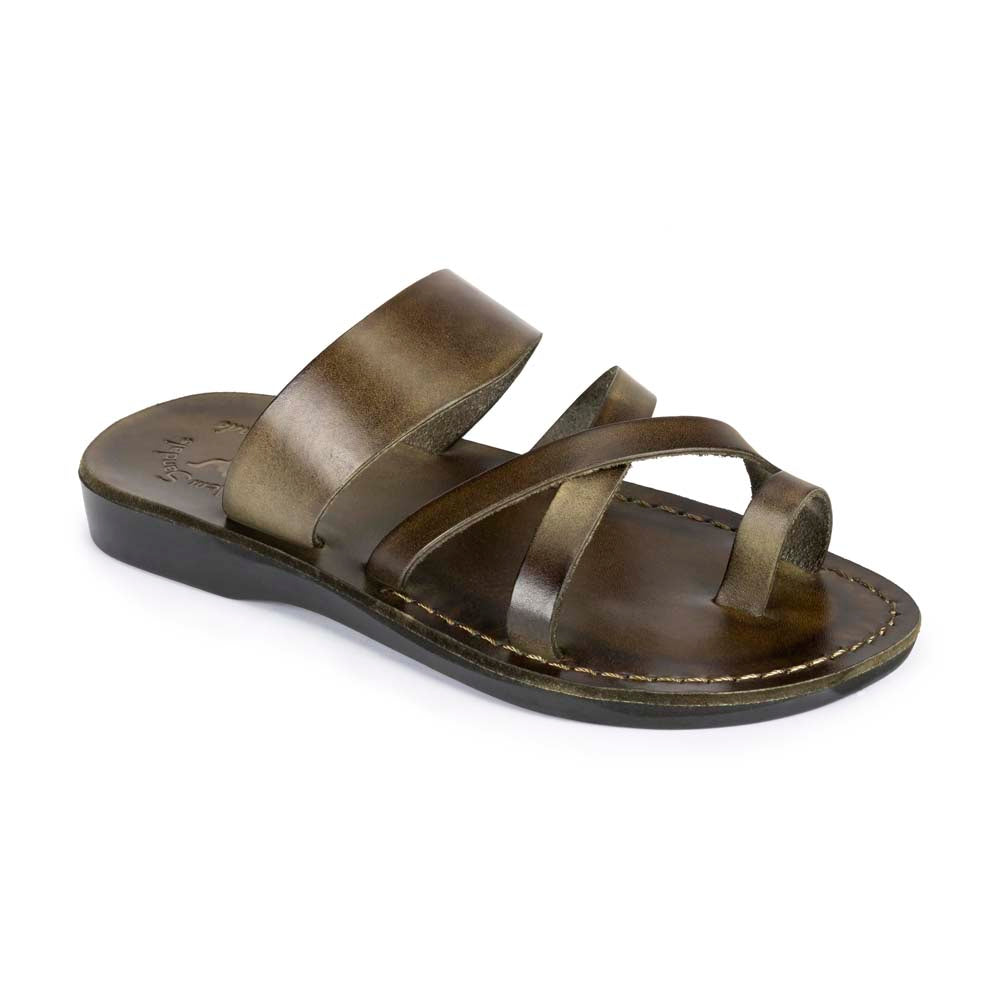 The Good Shepherd - Leather Toe Loop Sandal | Olive – Jerusalem Sandals