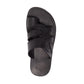 Aron black, handmade leather slide sandals with toe loop - Top View