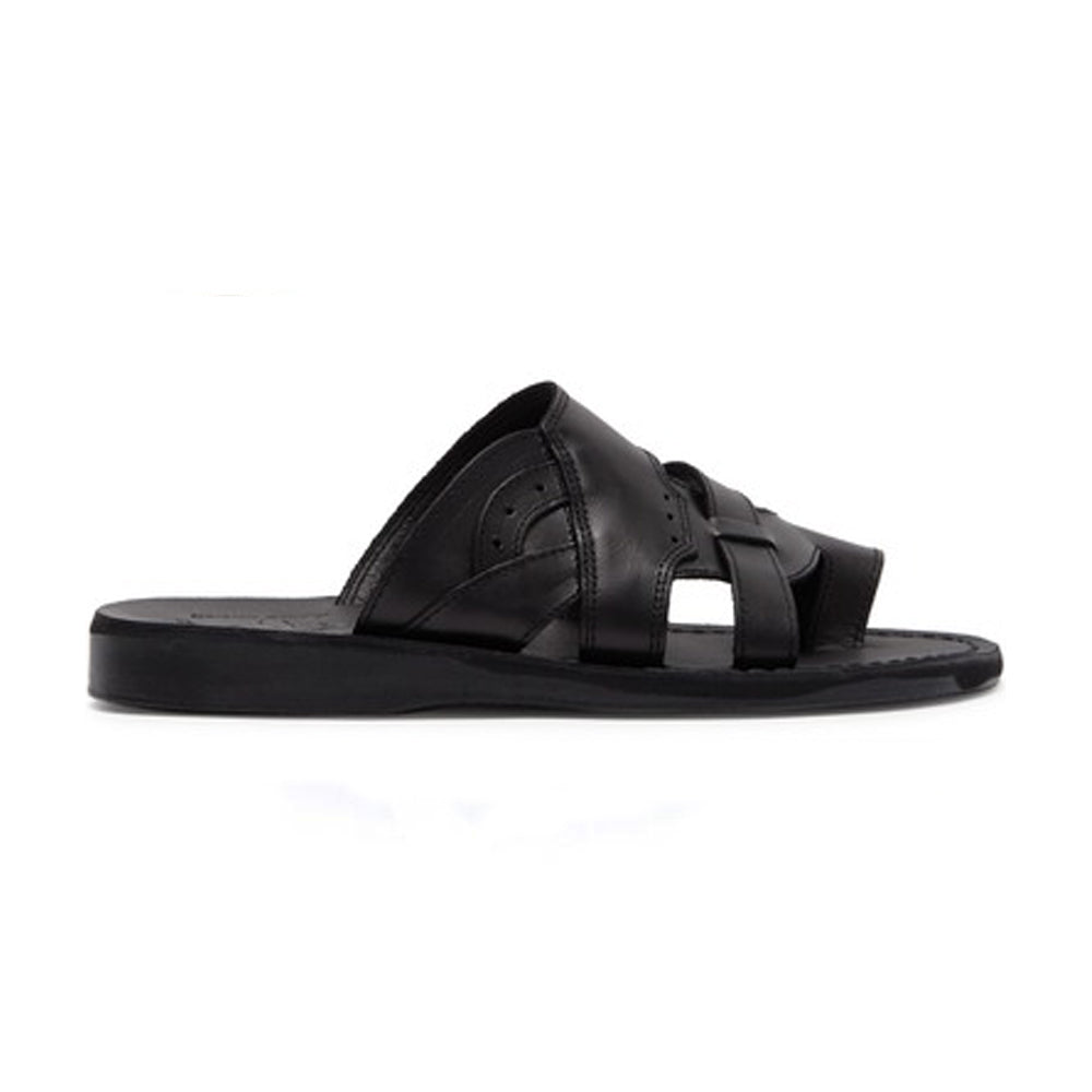 Aron | Black Leather Lightweight Sandal – Jerusalem Sandals