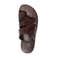 Aron brown, handmade leather slide sandals with toe loop - Top View