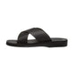 Elan black, handmade leather slide sandals - left View