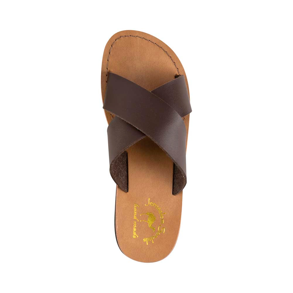 Elan - Vegan Leather Sandal | Brown up view