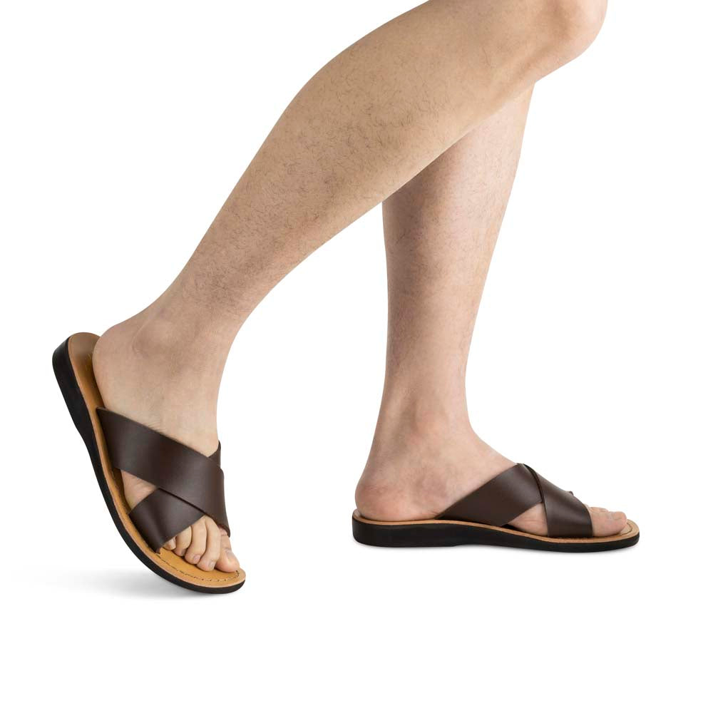 Elan - Vegan Leather Sandal | Brown model view