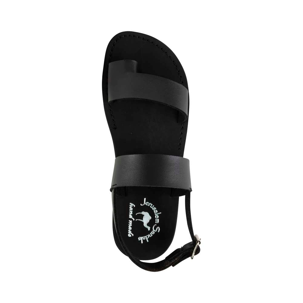 Carmel - Vegan Leather Sandal | Black up view