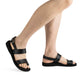 Carmel - Vegan Leather Sandal | Black model view