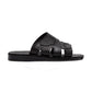 Mateo black, handmade leather slide sandals - Front View