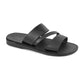 Boaz black, handmade leather slide sandals - Front View