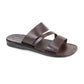 Boaz brown, handmade leather slide sandals - Front View