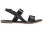 Abbot Kinney Blvd black snake skin, handmade leather buckle sandals with front loop - Side View