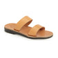 Aviv tan, handmade leather slide sandals - Front View