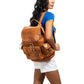 Side Pocket Backpack brown, handmade leather bag - model View