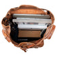 Embossed Side Pocket Backpack brown, handmade leather bag - inside View