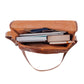 Embossed Leather Laptop Handbag brown, handmade leather bag - inside View