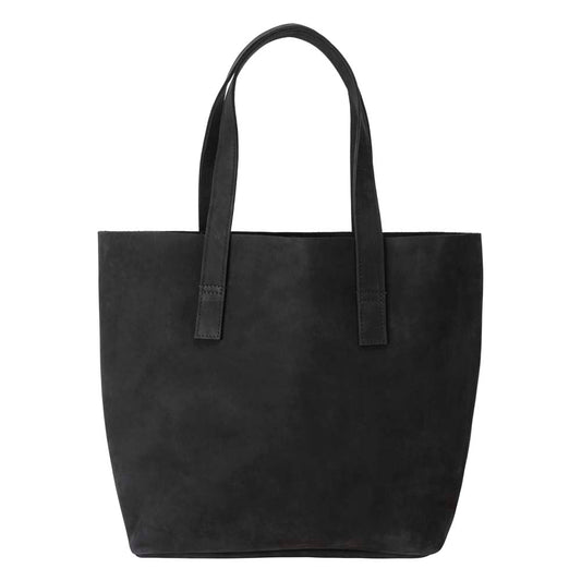 Classic Tote Leather Bag in Suede black - front view