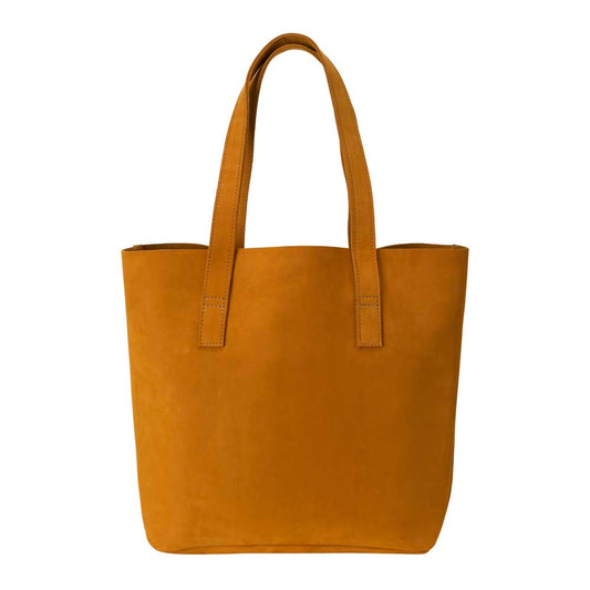 Classic Tote Leather Bag in yellow - front view