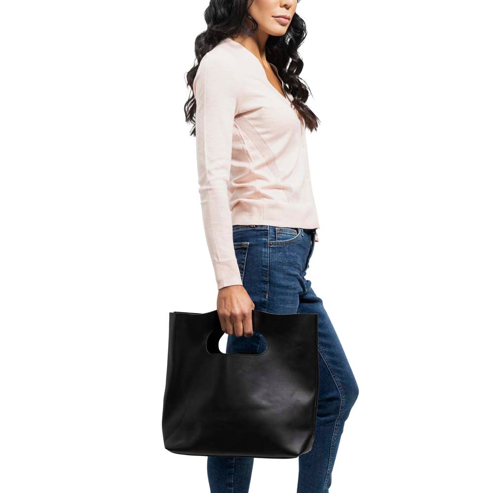 Leather Handbag in black - model view
