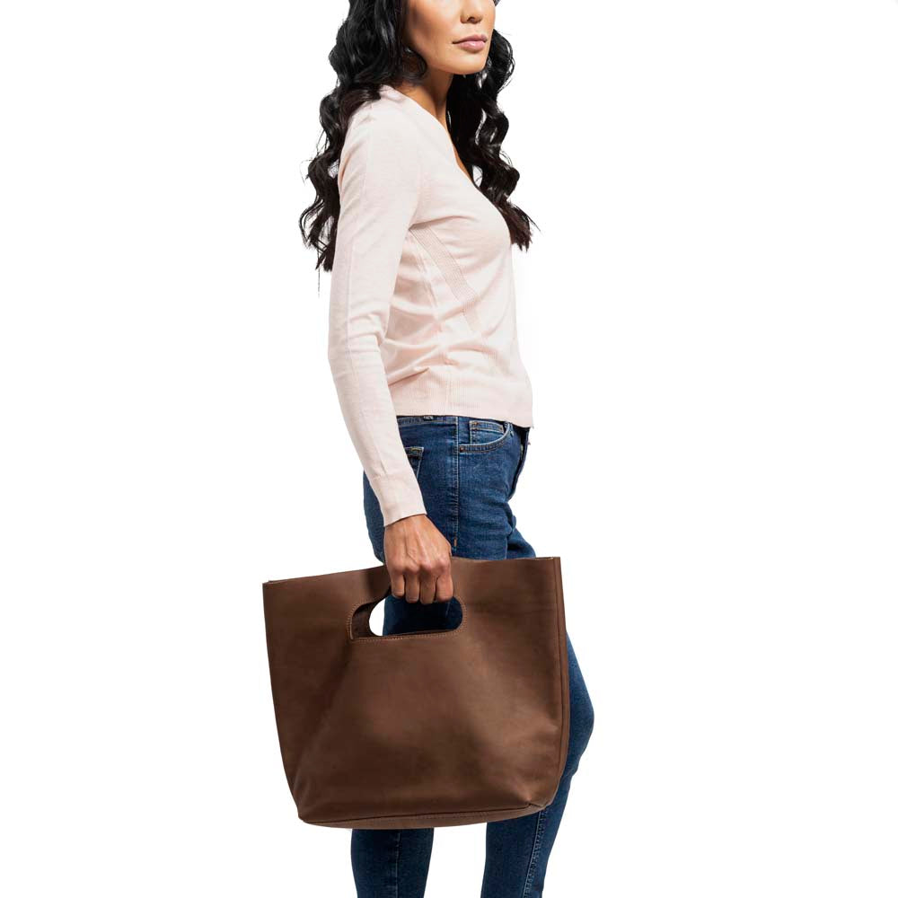 Leather Handbag in brown - model view