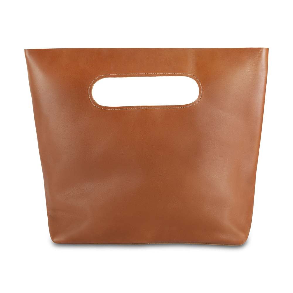 Leather Handbag in honey - front view
