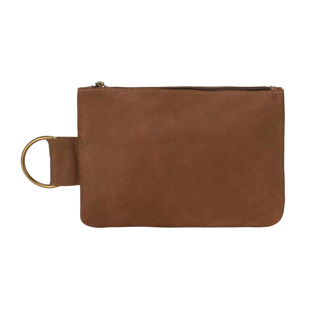 Leather Makeup Bag in brown - front view