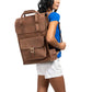 Unisex Leather BROWN Backpack - MODEL view