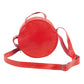 Round Leather Bag in red - front View
