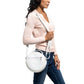 Round Leather Bag in white - model View
